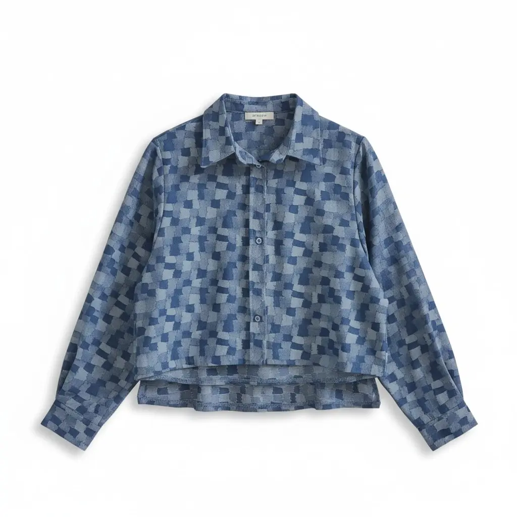 Garçonne Chemise en denim patchwork devant