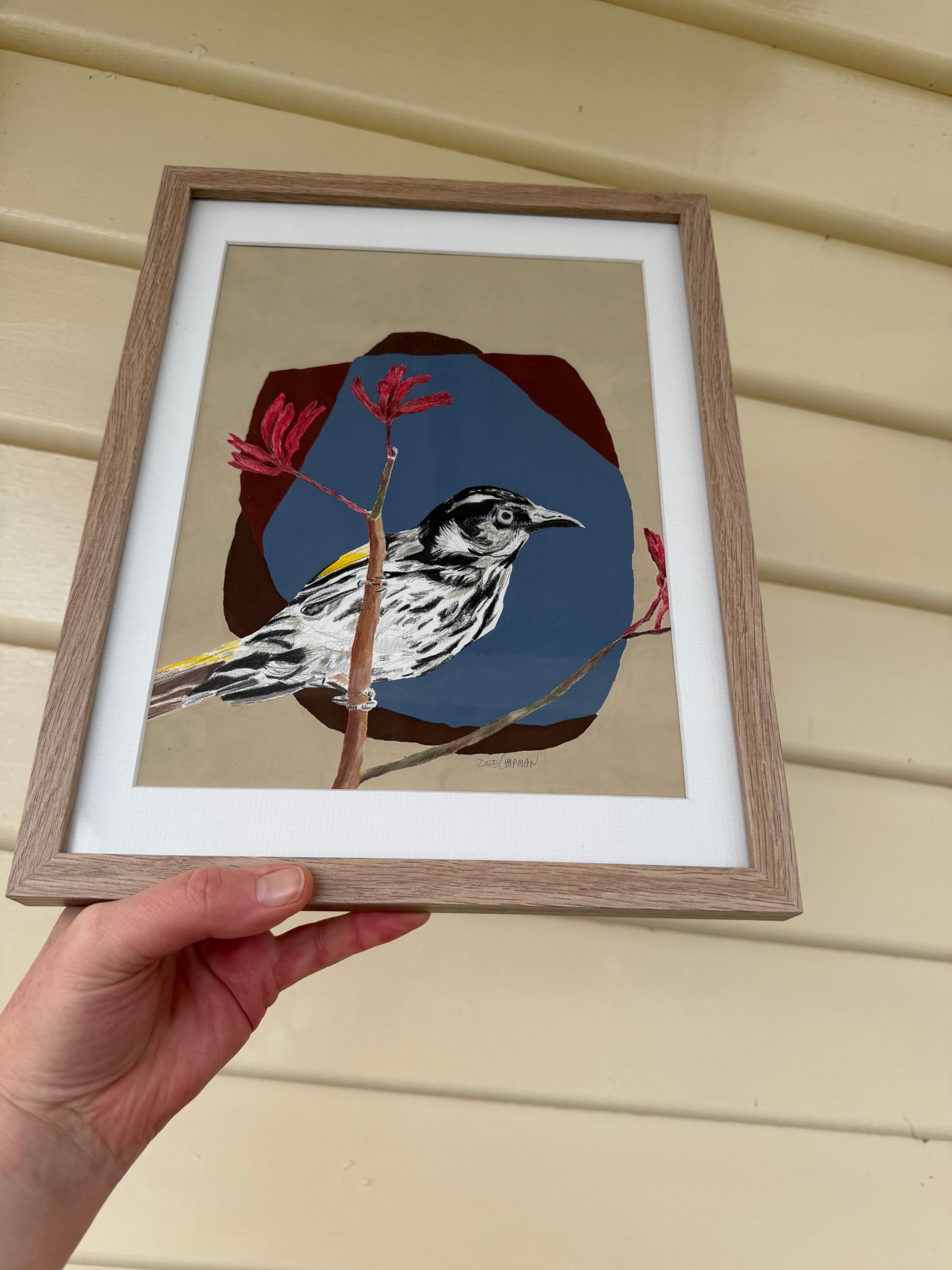 Original mixed media 'New Holland honeyeater'