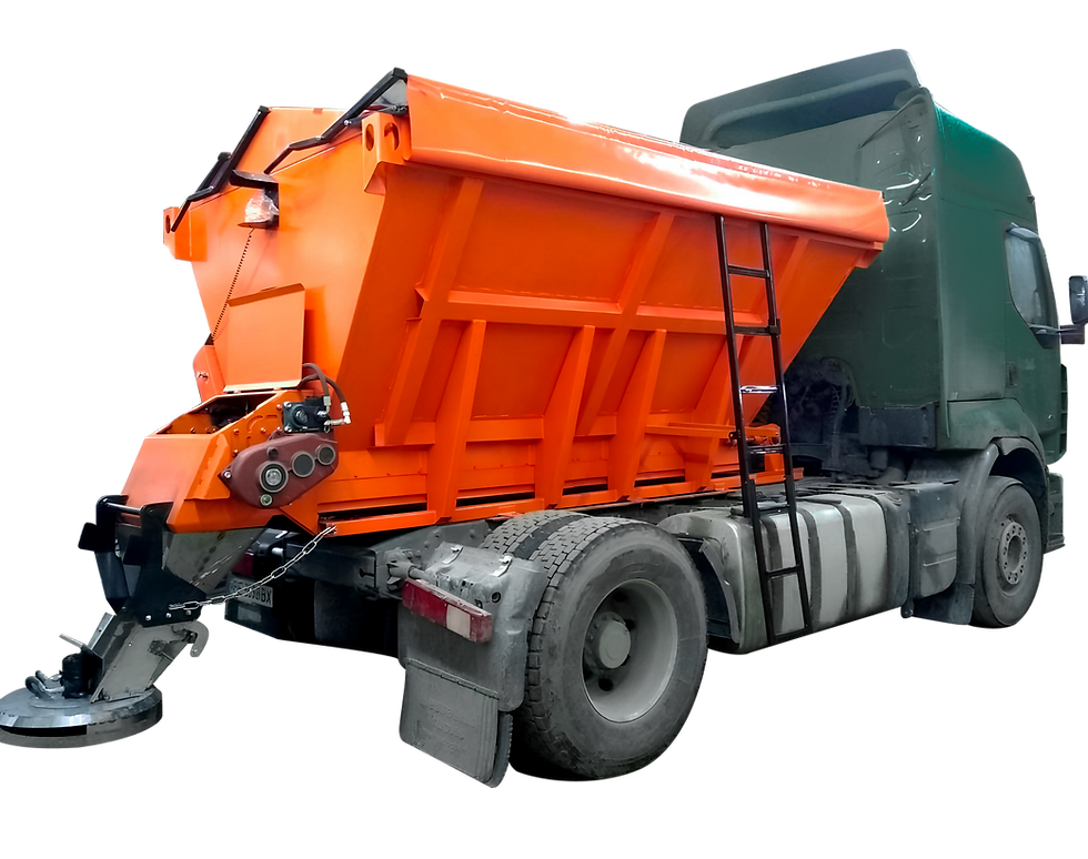 sand spreader installed on a truck