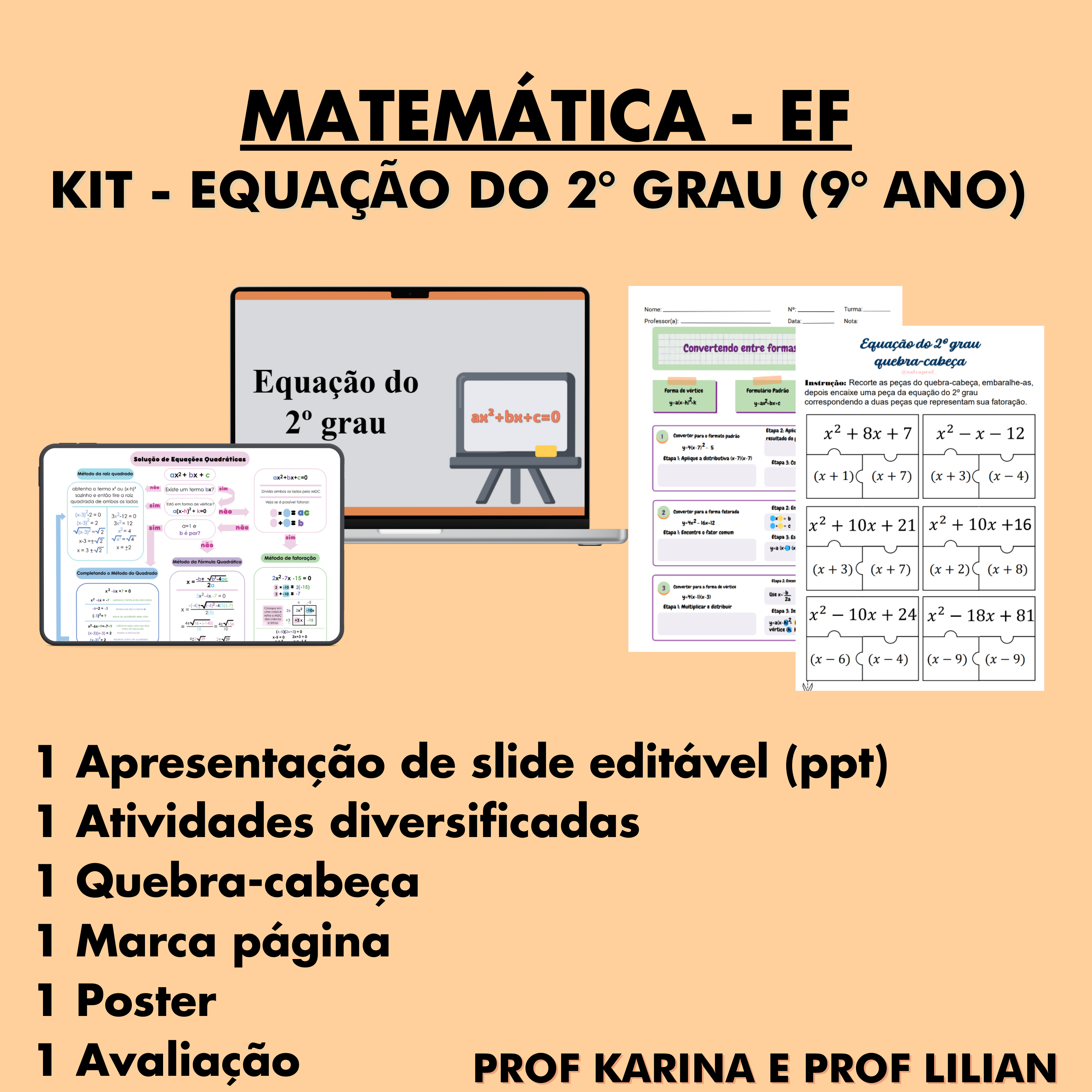 KIT - EQUAÇÃO DO 2° GRAU (9° ANO)