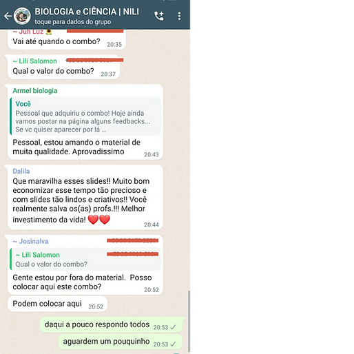 feedback do combo de matemática