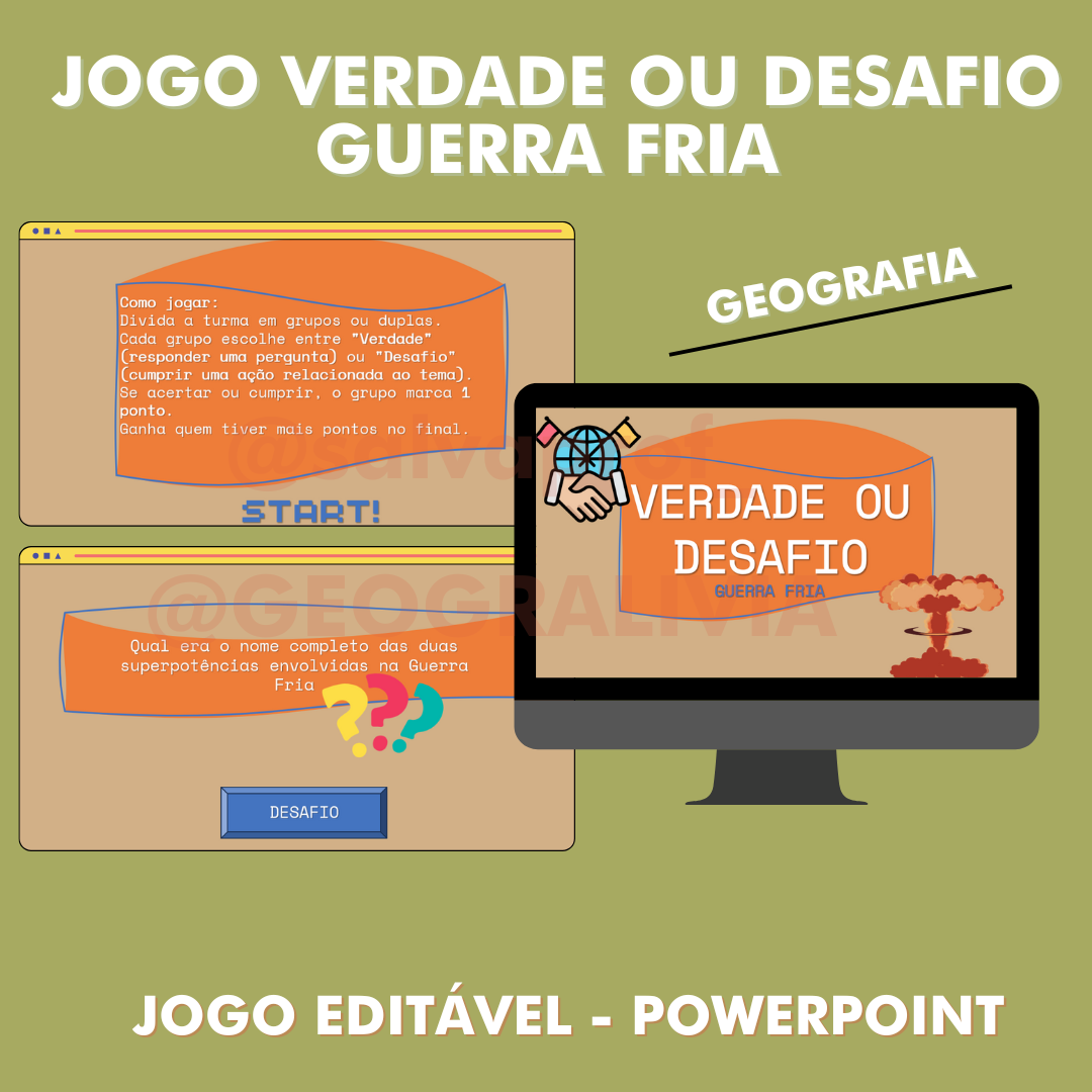 JOGO VERDADE OU DESAFIO - GUERRA FRIA