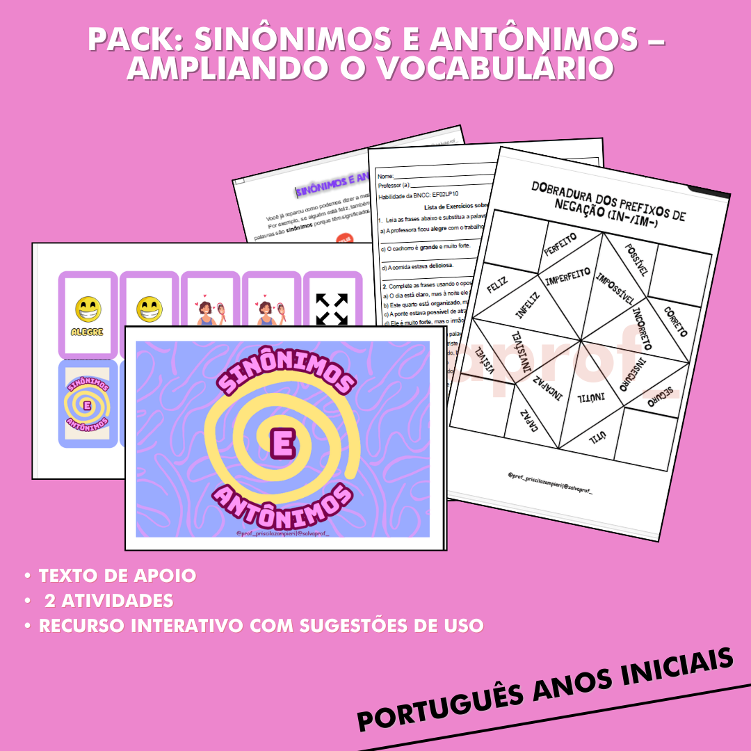 PACK: Sinônimos e Antônimos – Ampliando o Vocabulário
