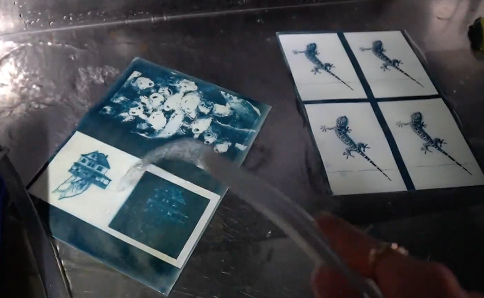 washing cyanotype prints