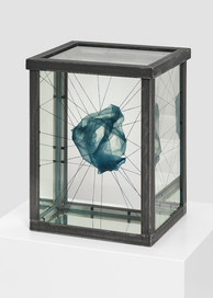 Adam Jeppesen
"TANKS"
Cyanotype on silk, stretched with flax string, suspended in white oil