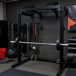 a black steel power rack