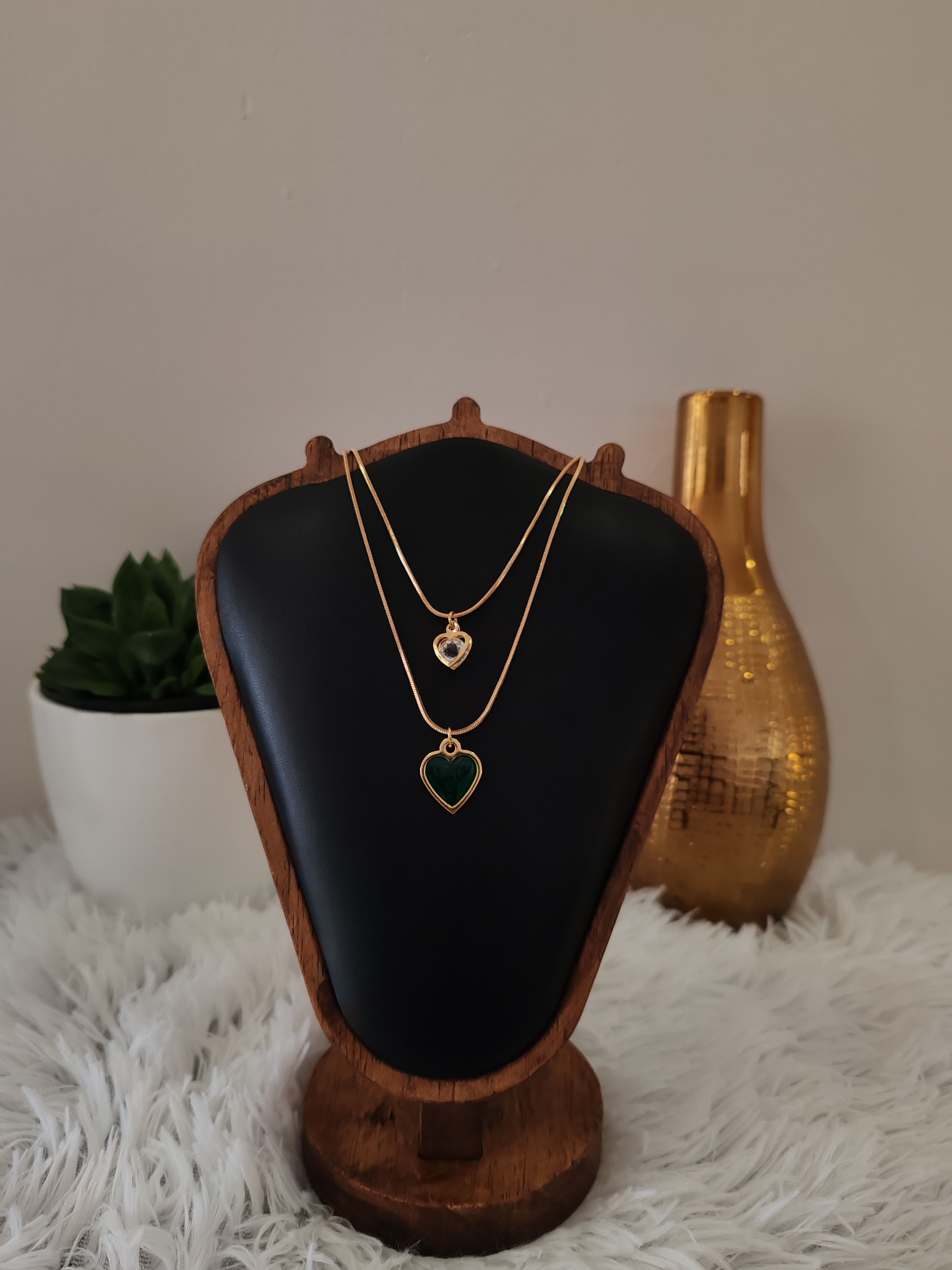 Two Layered Stainless Steel Necklace - Heart