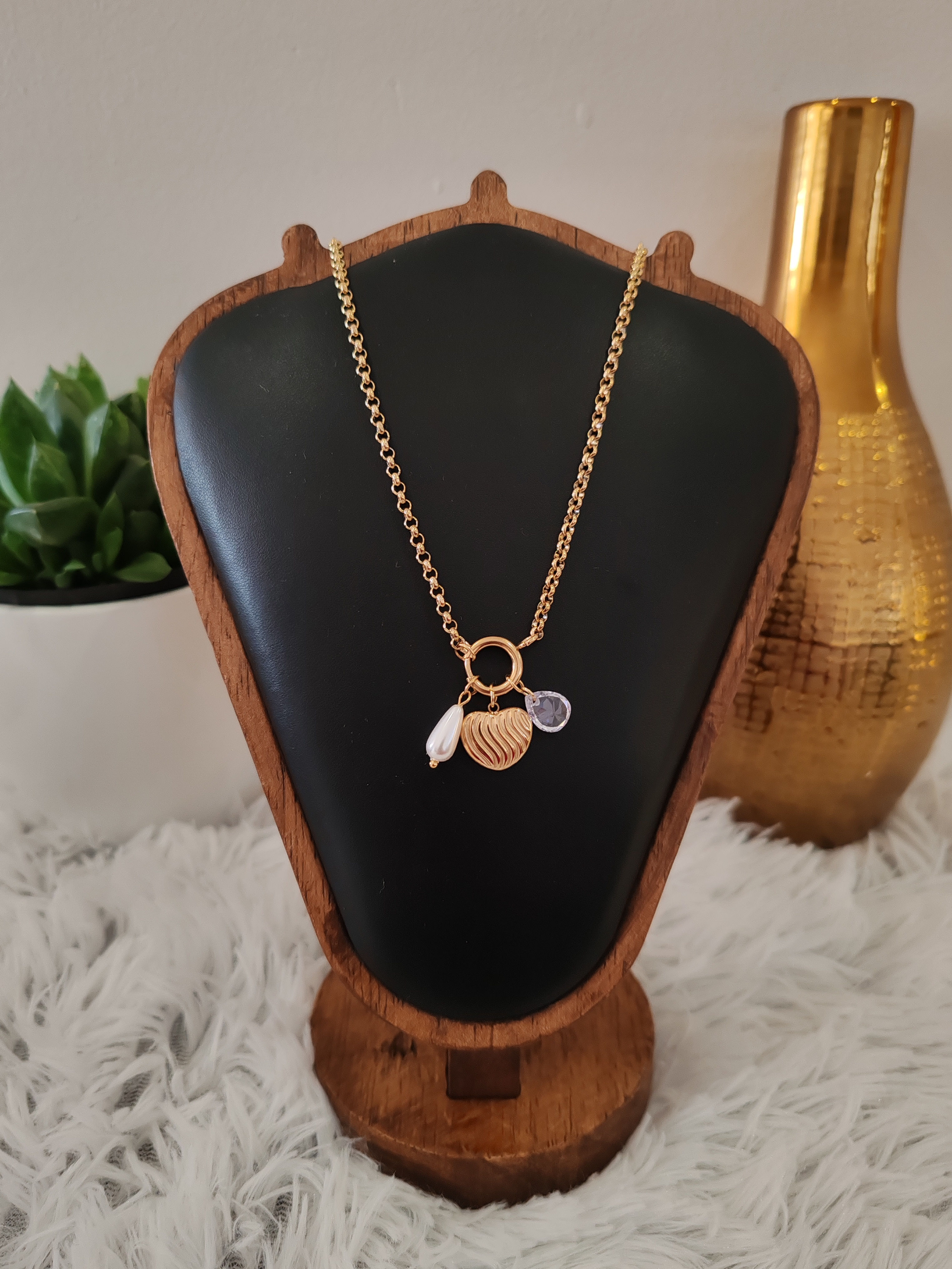 Heart - Multi Charm Stainless Steel Necklace 