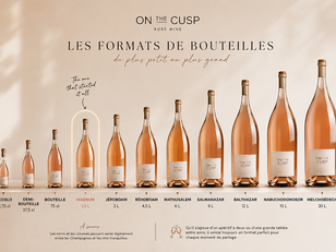 Les différents formats de bouteille de vin rosé du plus petit le PICCOLO au plus grand le Melchisédech