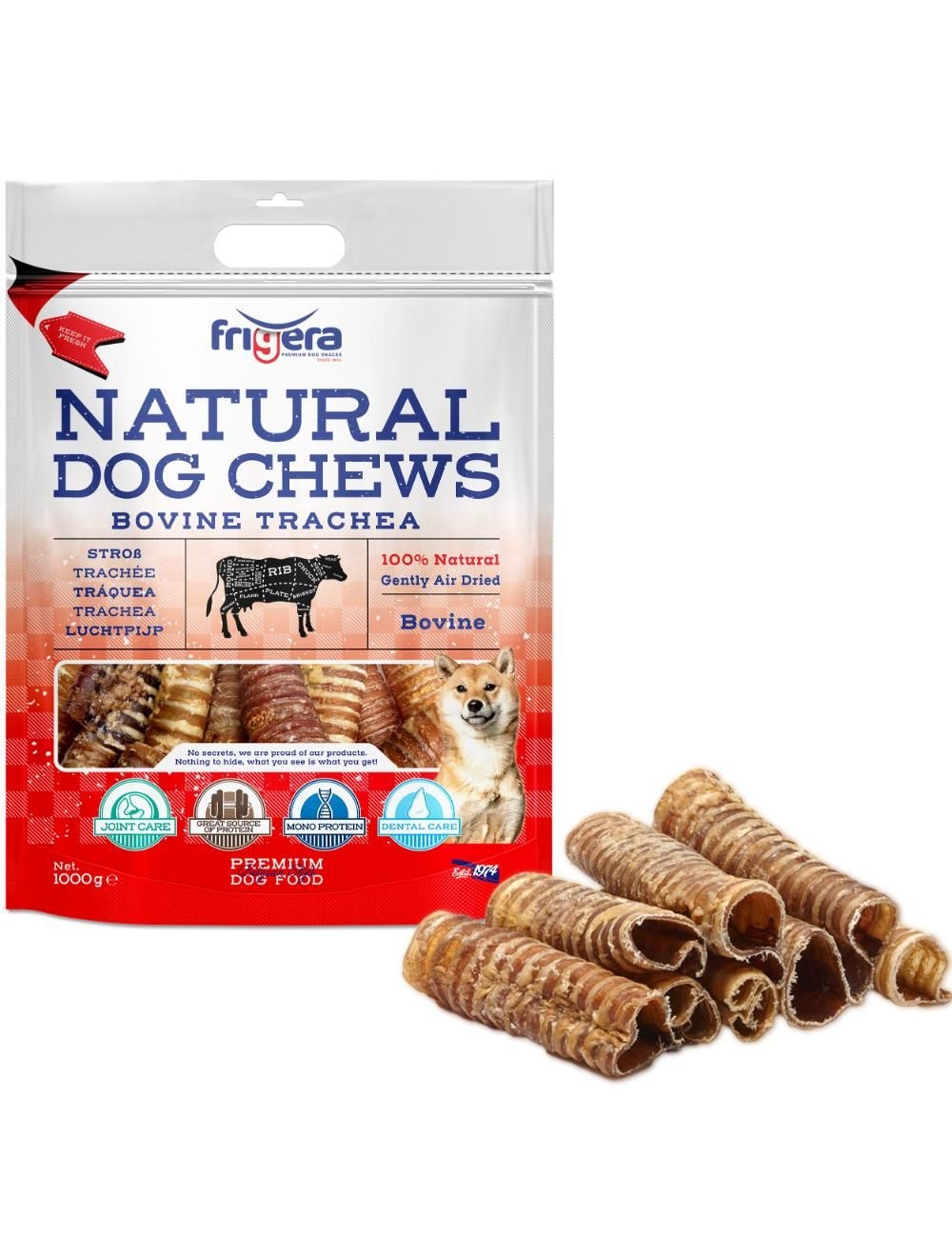 Natural Dog Chews Okseluftrør 1000gr