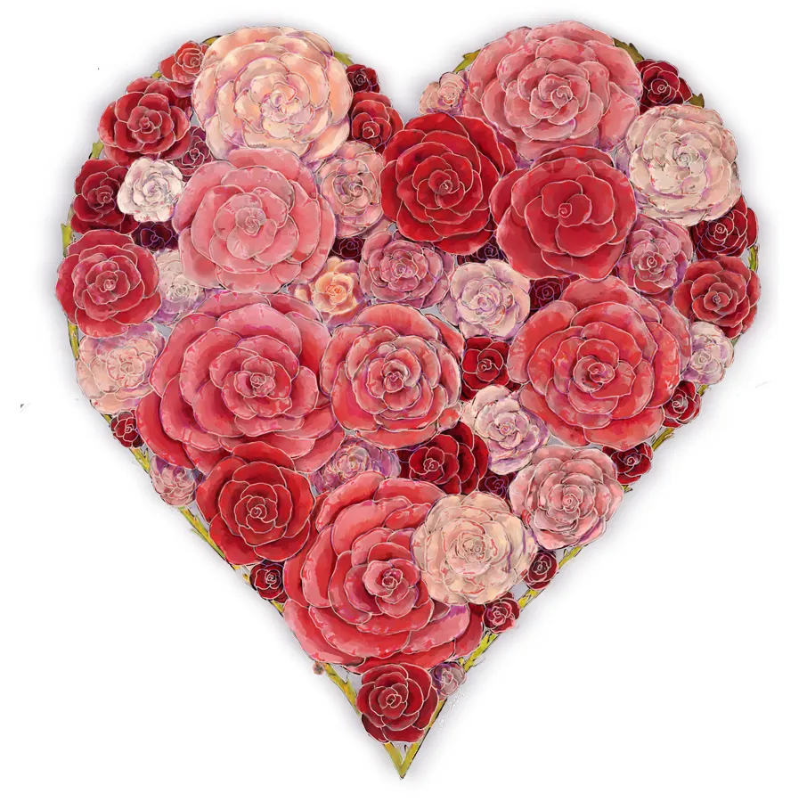 Illustrated rose heart