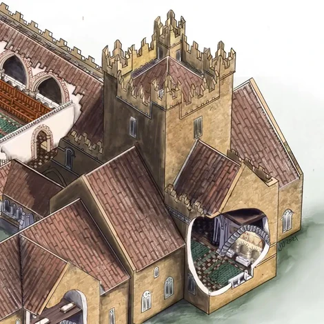 Illustrated Detail of Jerpoint Abbey chapel - reconstruction by Sara Nylund