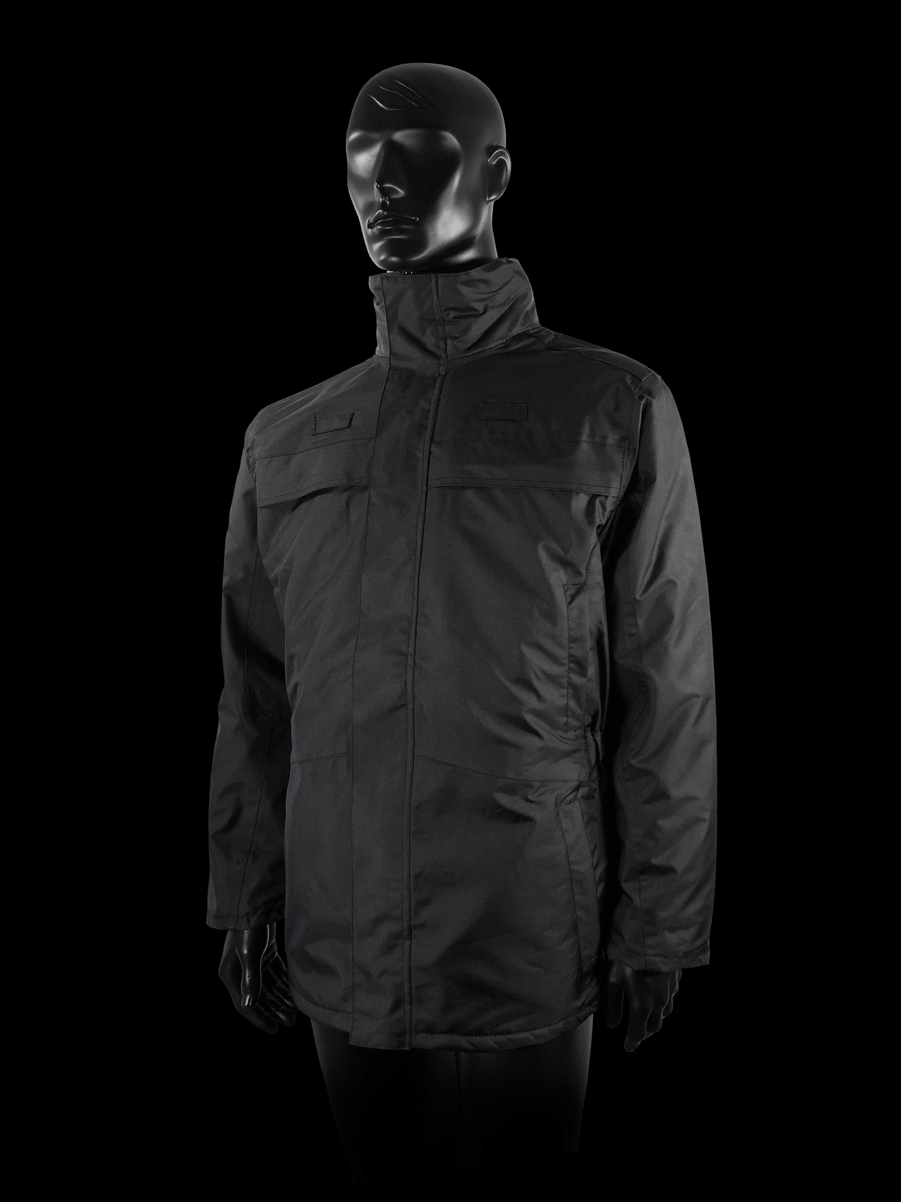 Parka noire sans bande retro + flap amovible