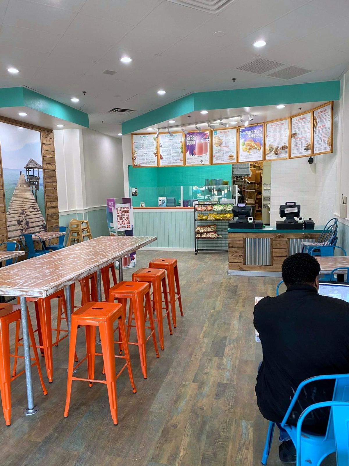 Tropical Smoothie Cafe dining room, restaurant tenant improvement, Las Vegas