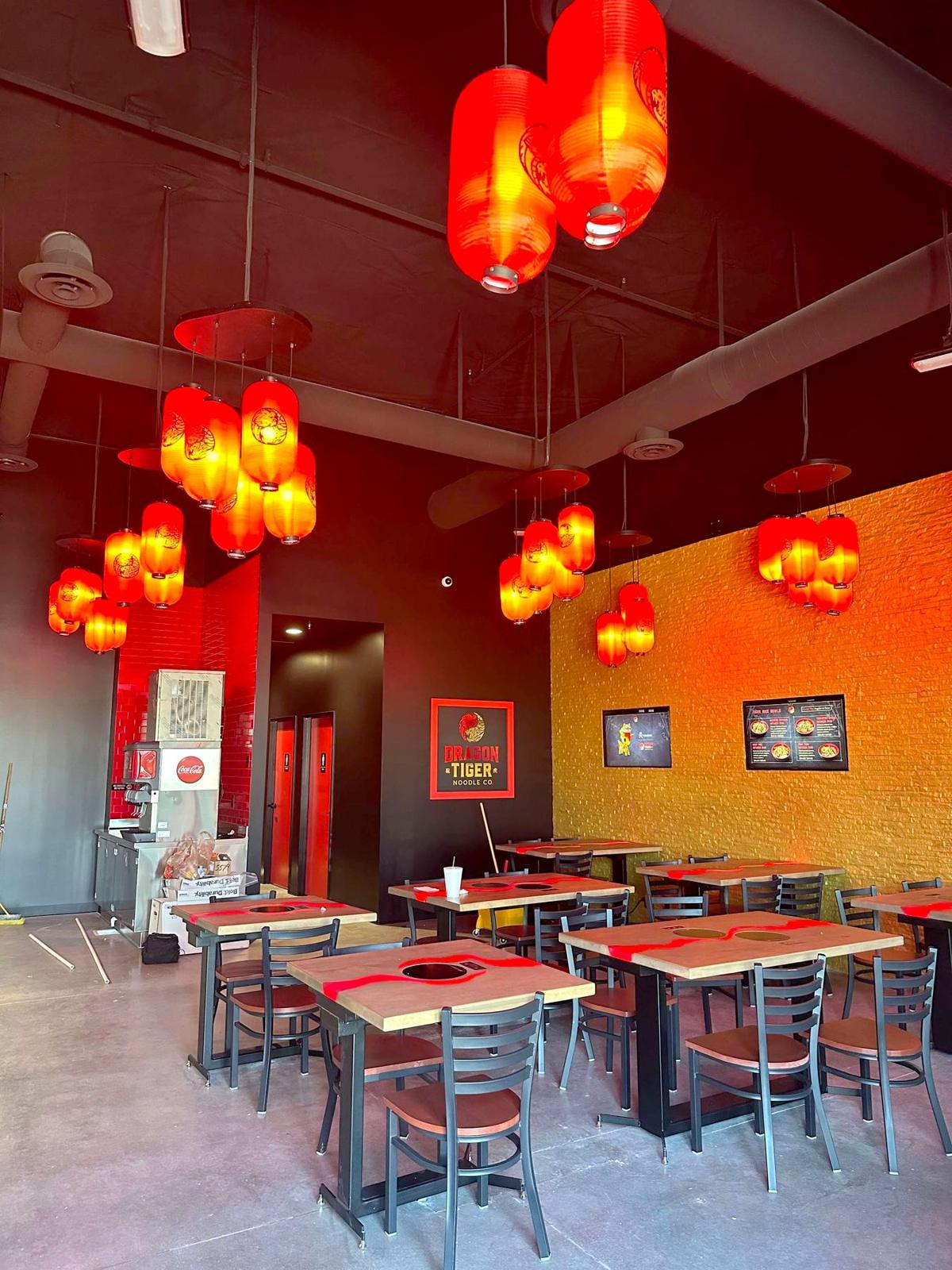 Dragon Tiger Noodle Co. dining room, restaurant tenant improvement, Las Vegas