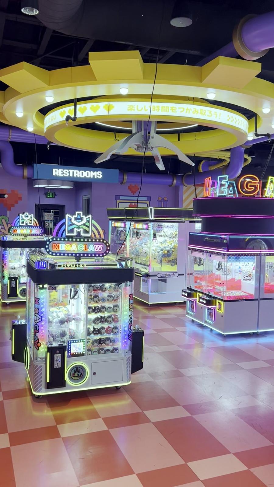 Mega Claw arcade interior with claw machines, retail tenant improvement, Las Vegas