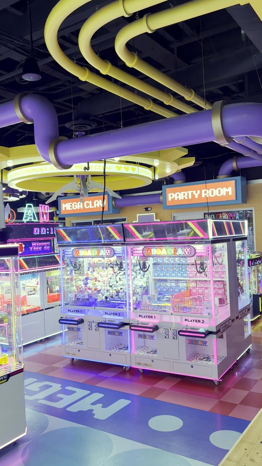 Mega Claw arcade prize machines and party room, retail tenant improvement, Las Vegas