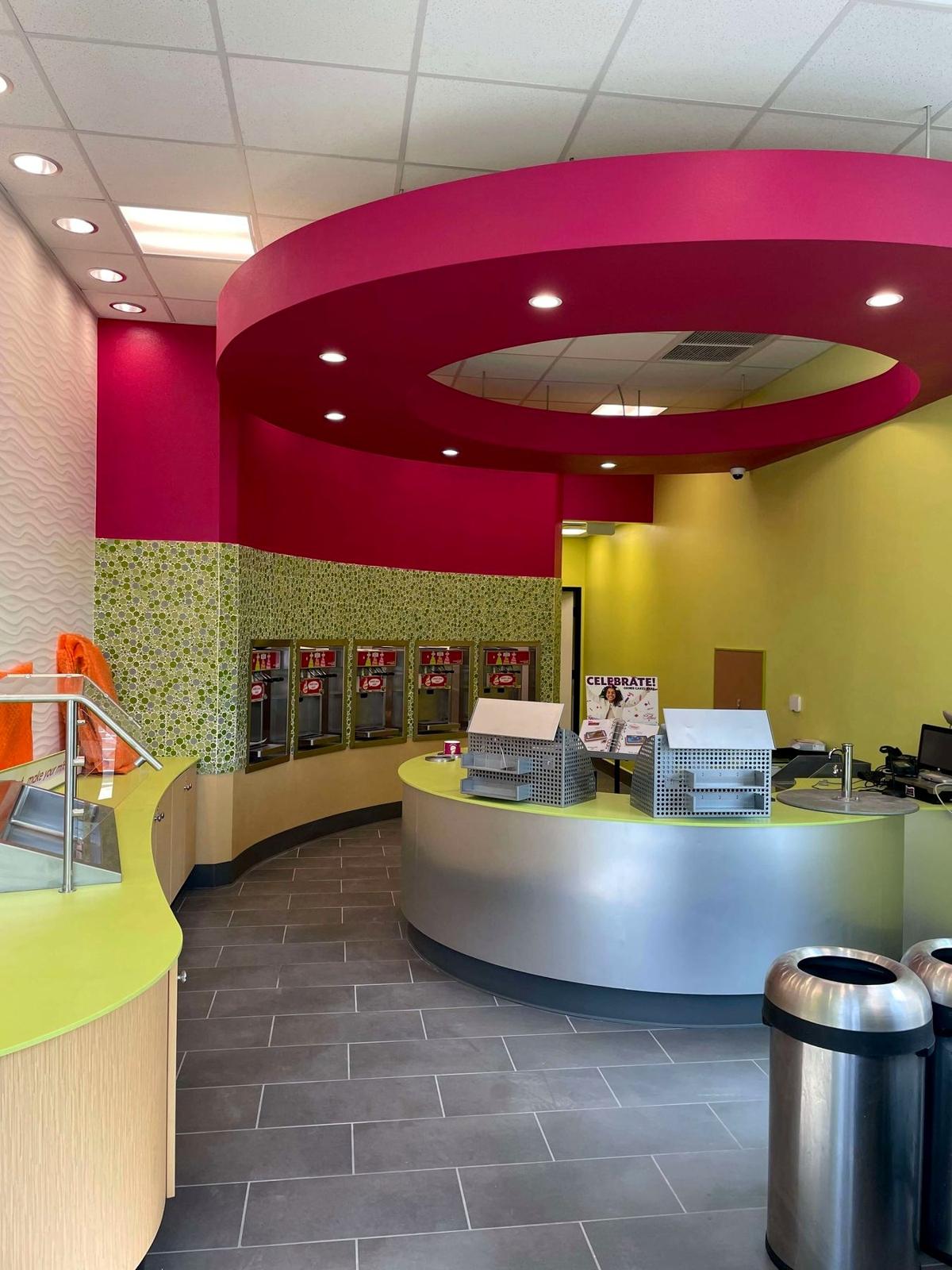 Menchie's Frozen Yogurt interior and serving counter, restaurant tenant improvement, Las Vegas