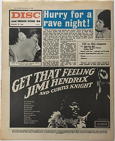 jimi hendrix  newspaper/disc music echo/ad get that feeling 27/1/68