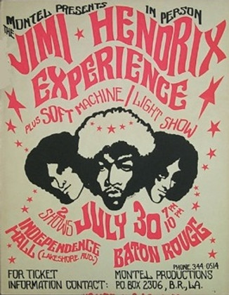 jimi hendrix memorabilia 1968 / handbill baton rouge 1968