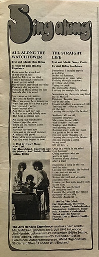 jimi hendrix magazines/bravo 1/1/1969 lyric all along the watchtower