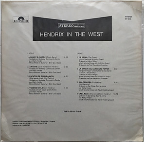 jimi hendrix album vinyl/ in the west uruguay 1973