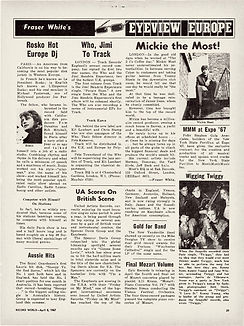 jimi hendrix rotily magazine/ record world april 8,1967