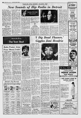 jimi hendrix archives press /Detroit Free Press Nov,10 1967