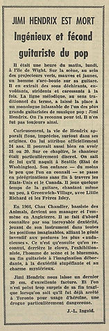 jimi hendrix newspapers 1970 / feuille d'avis de lausanne September 19, 20, & 21 1970