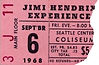 jimi hendri memorabilia 1968/ticket concert sep. 6, 1968