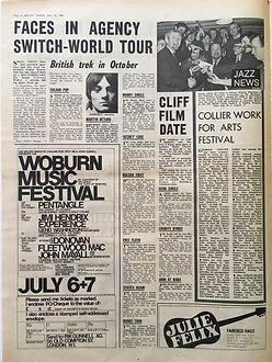jimi hendrix newspaper/melody maker/ AD:woburn music festival july 6&7