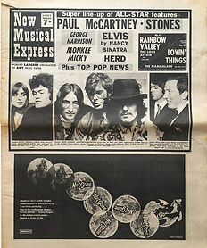newspaper jimi hendrix june 1 new musical express 1968 /top 15 LPs