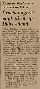 jimi hendrix newspaper 1970 / leeuwarder courant / august 21, 1970 / article : isle of fehmarn sept.4.5.6