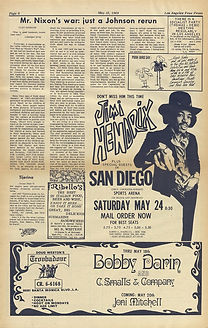 jimi hendrix newpape 1969/los angeles free press may 16 1969 / ad concert san diego may 24 1969