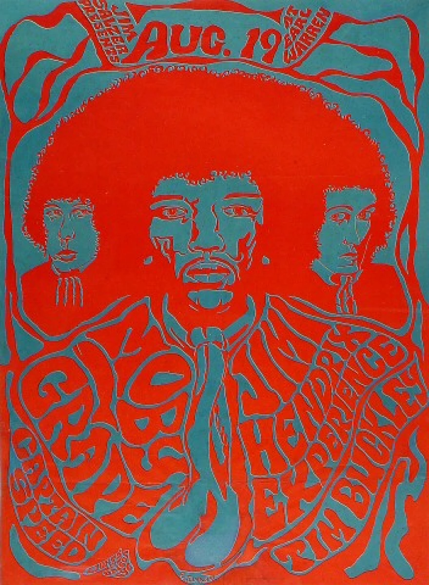 jimi hendrix memorabilia/ poster santa barbara19/8/1967