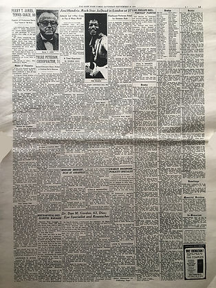 jimi hendrix newspaper 1970 / the new york times : september 19,1970 / jimi hendrix dies .....