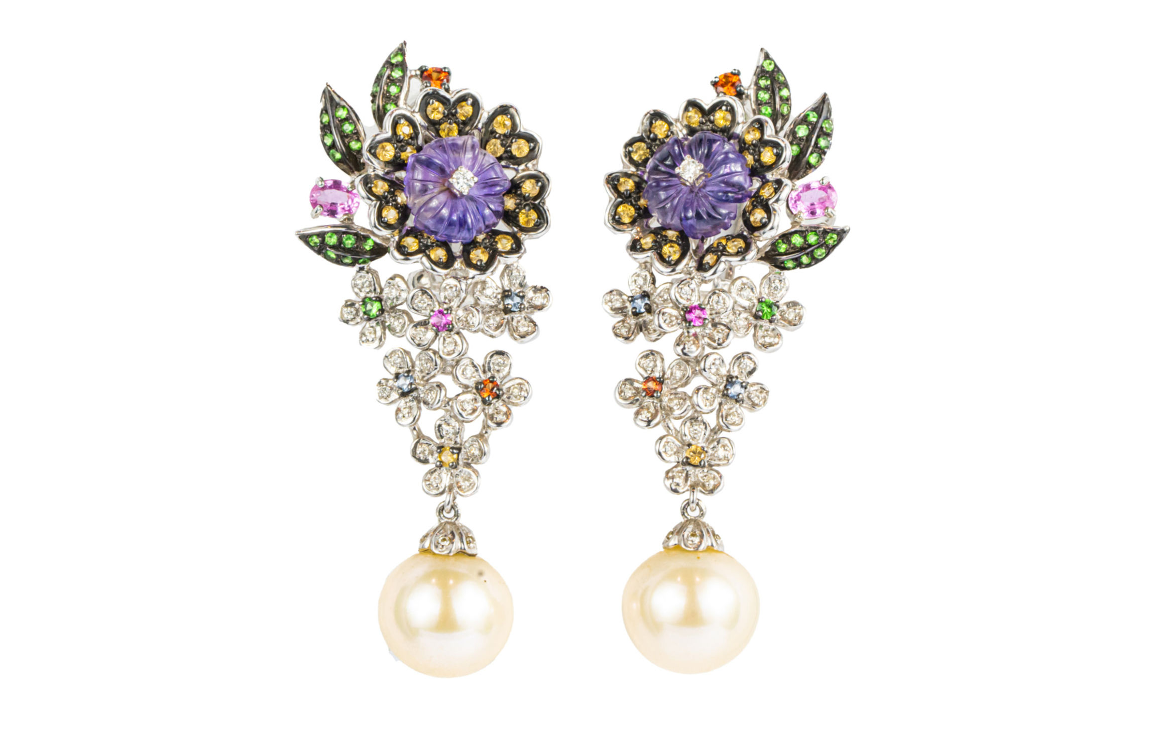Violet Blossom Pearl Earrings