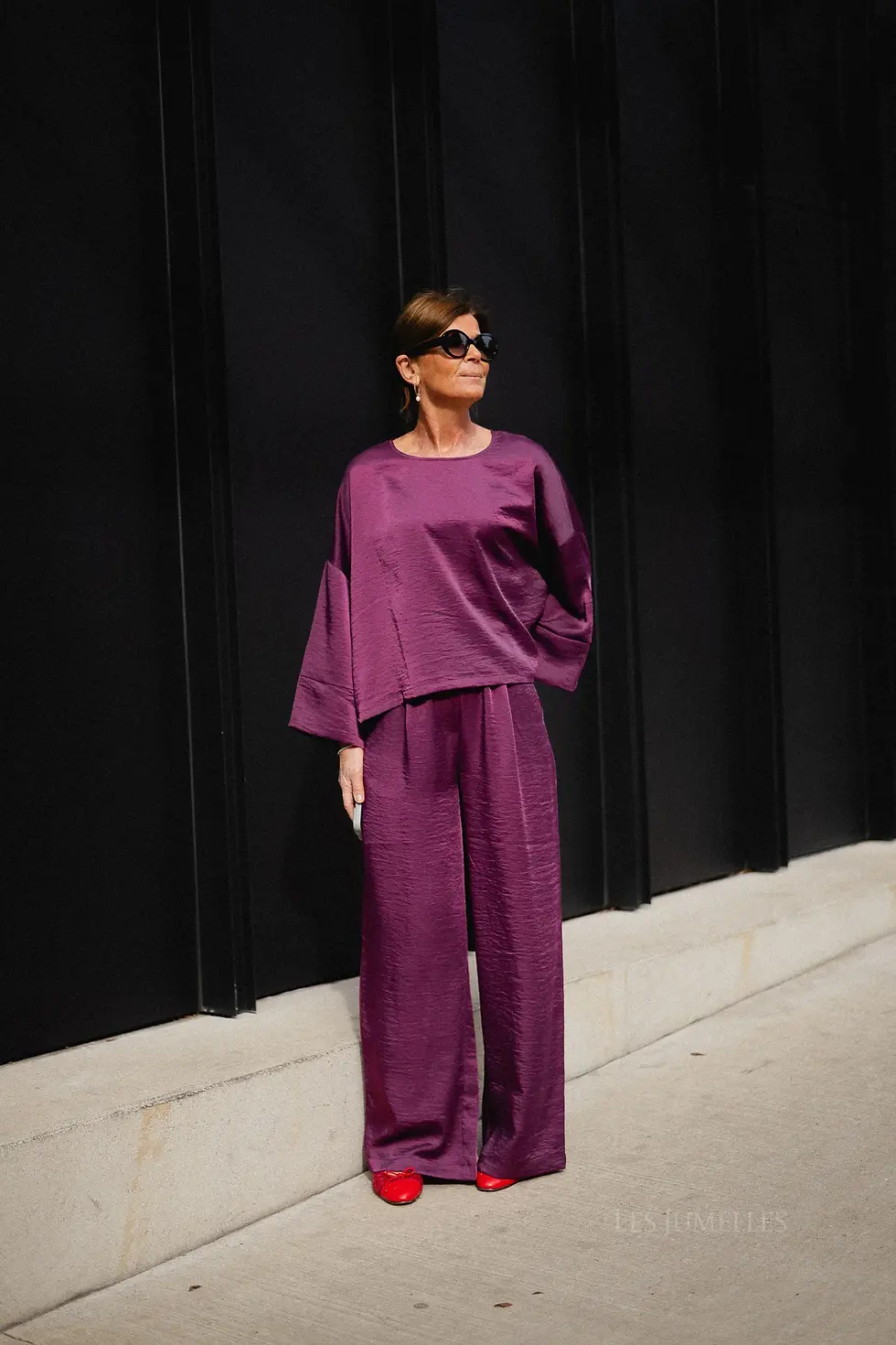 Thumbnail: Gill sateen blouse aubergine