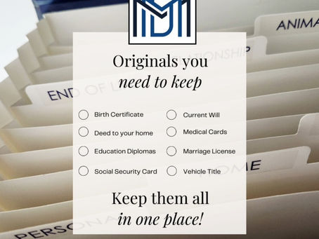 List of original documents to keep
