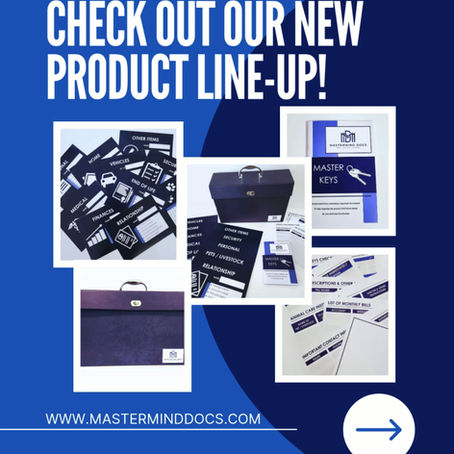 Video cover page with various products offered by MasterMind Docs