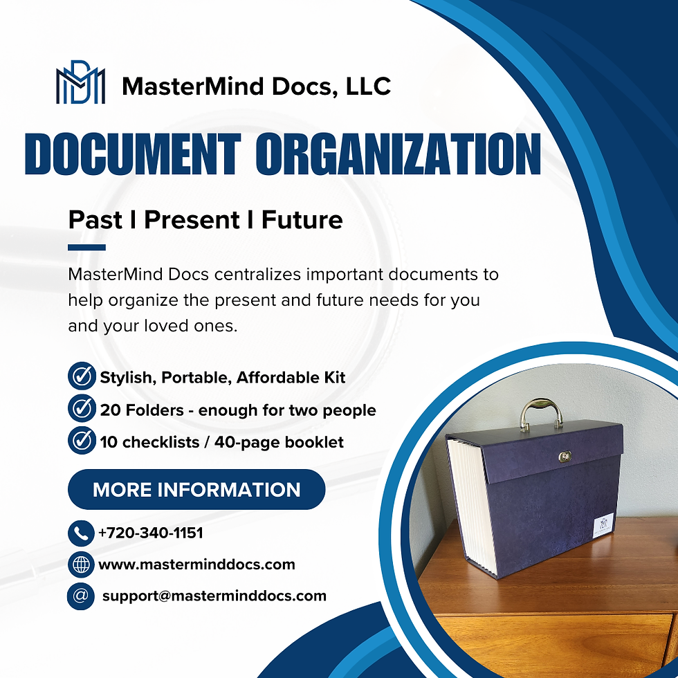 Social Media post advertising MasterMind Docs with attributes of organization kit.