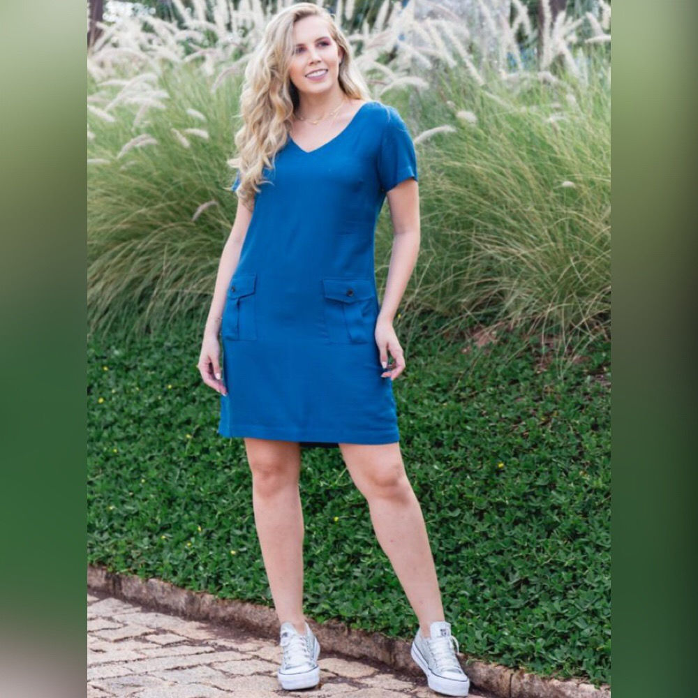 Vestido Curto Bolso Lateral 