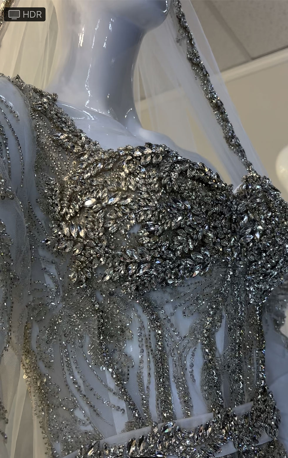 Thumbnail: Custom Couture Stone Bridal Gown W/Detachable Skirt