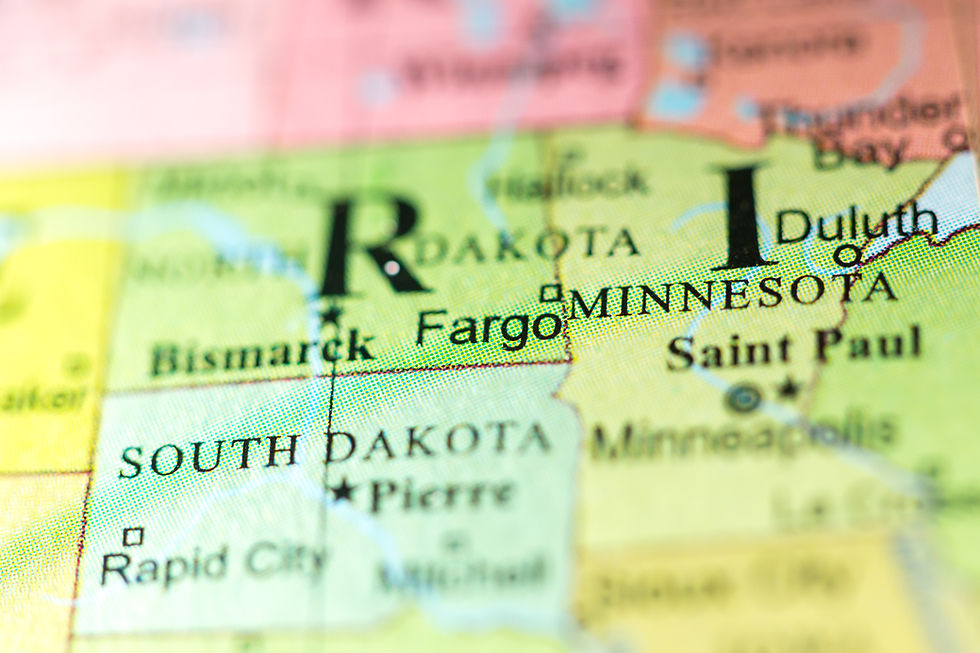 Closeup of Fargo, North Dakota on a political map of USA..jpg
