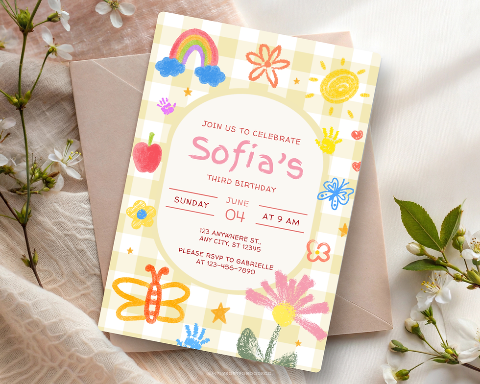 Thumbnail: Kids Hand Drawn Crayon Birthday Digital Invitation