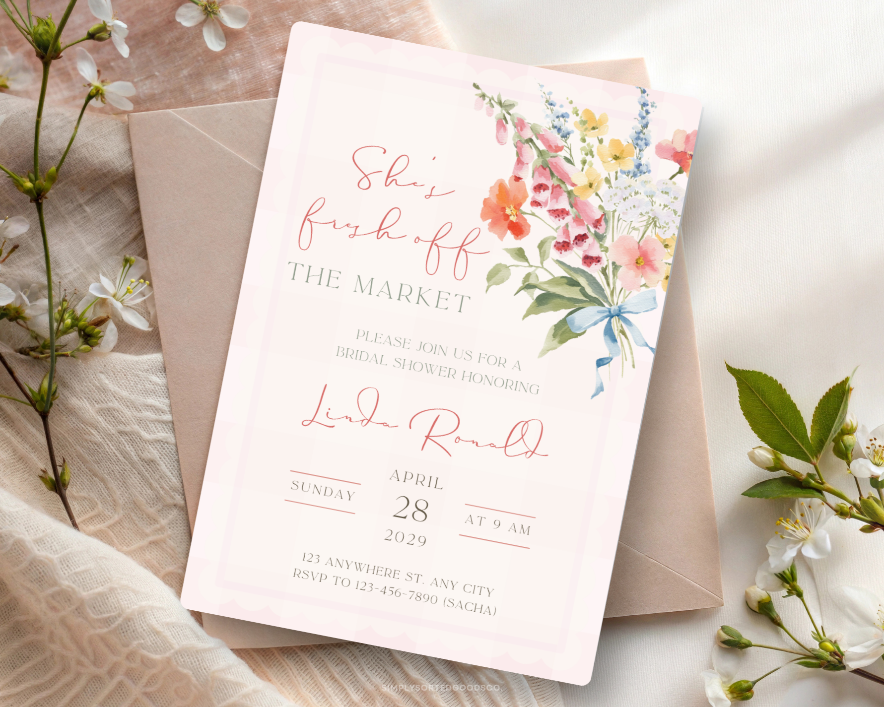 Fresh off the Market Floral Digital Bridal Shower Invitiation