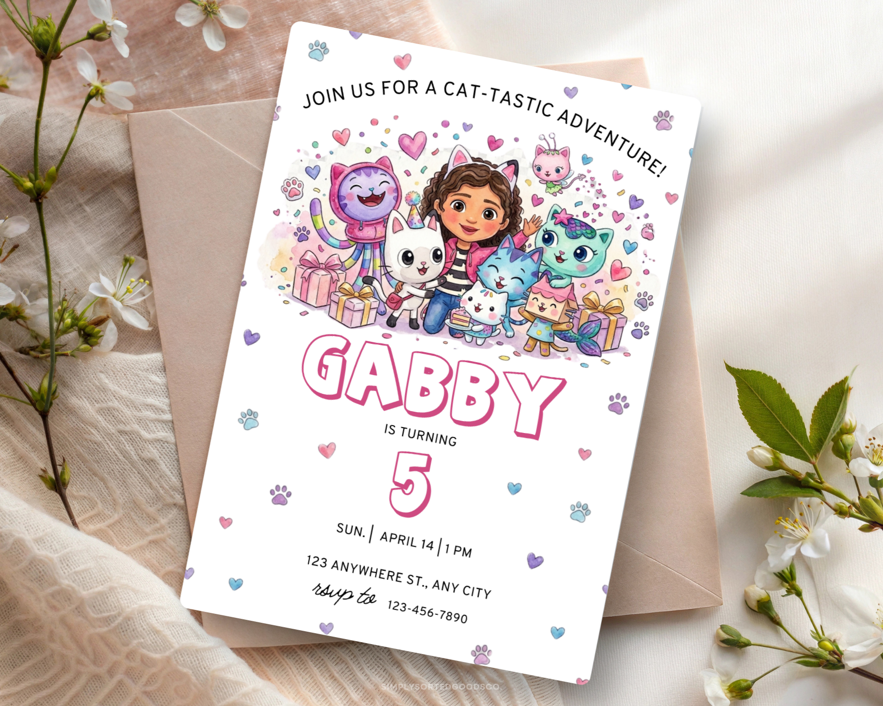 Gabby's Dollhouse Digital Birthday Invitation