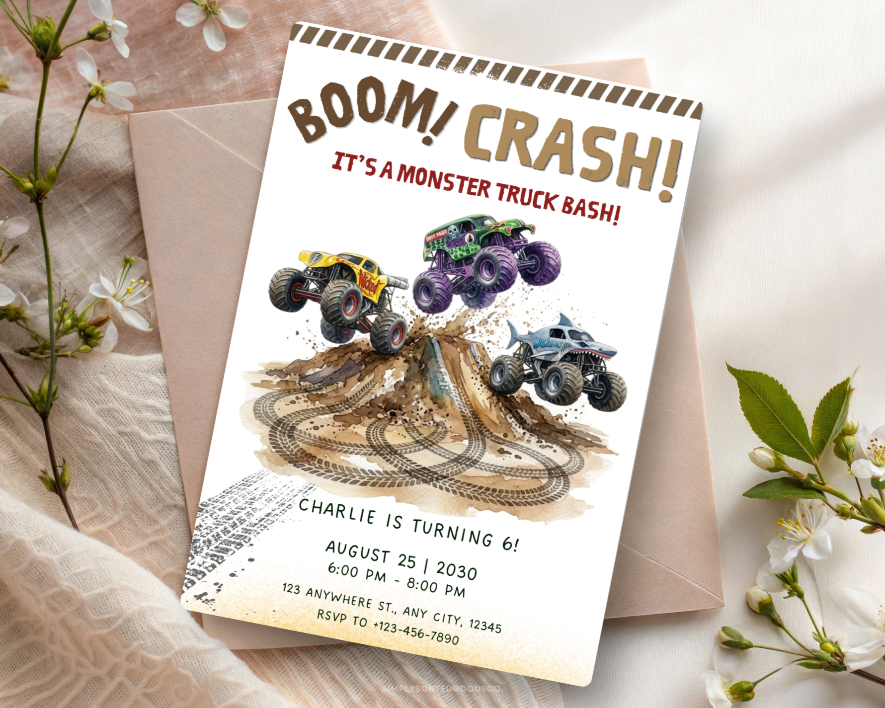 Monster Truck Birthday Bash Birthday Digital Invitation
