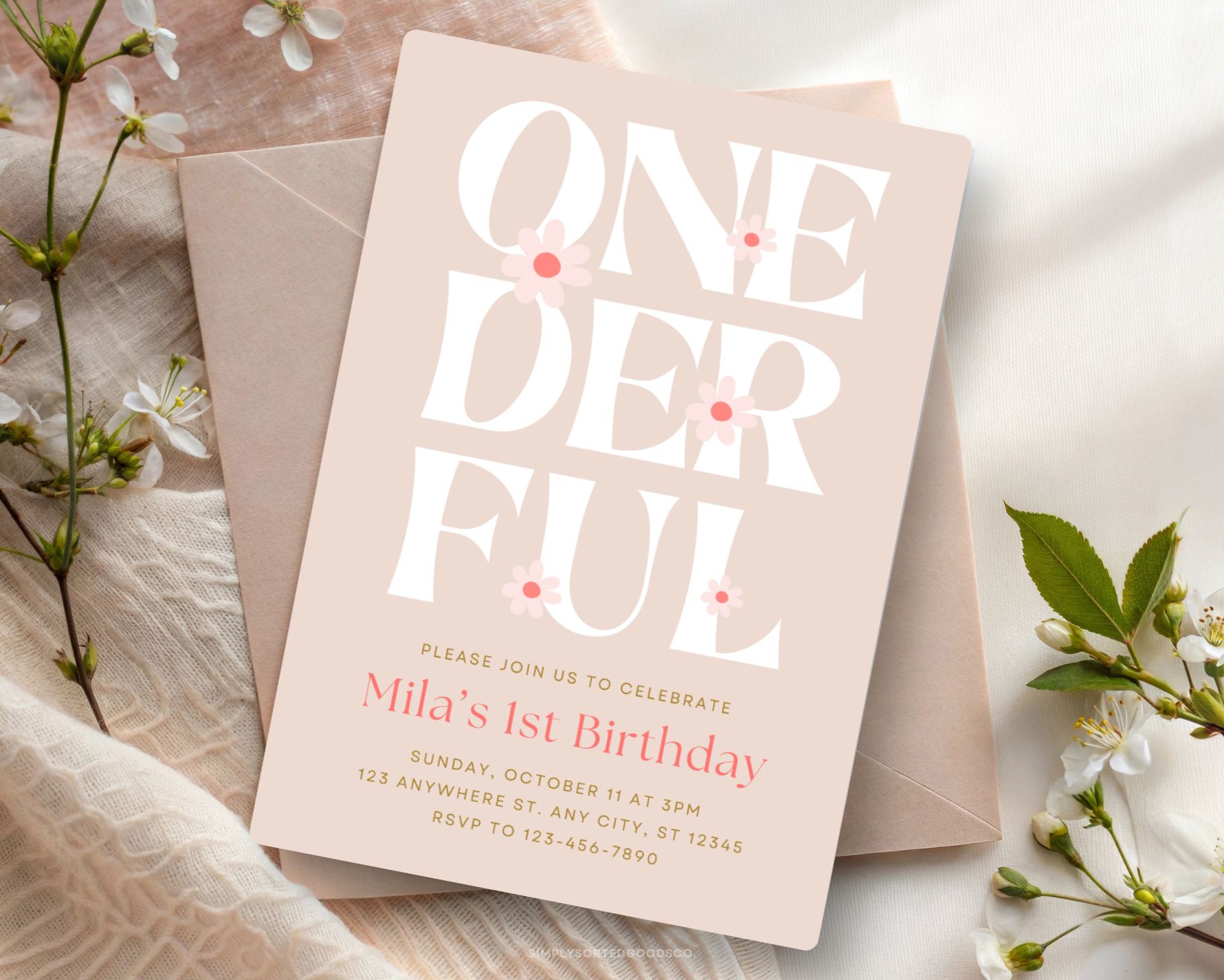 ONEderful 1st Birthday Digital Invitation