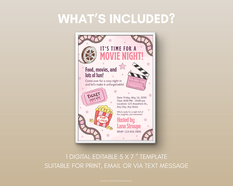 Thumbnail: Girls Movie Night Digital Invitation